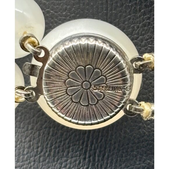 Vintage Lucite Beads, Pale Blue Moonglow, Double Strand Necklace, Sterling Clasp - Picture 9 of 9